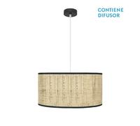 Fabrilamp colgante natasha 2xe27 negro/cañizo regx50x50 cm