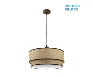 Fabrilamp colgante realizado en metal marron y pantalla color natural