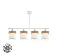Fabrilamp Lámpara Cloe 4x E14 blanca/blanca-madera clara 75x14 cm