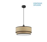 Fabrilamp lampara colgante de 2luces modelo roque natural/negro