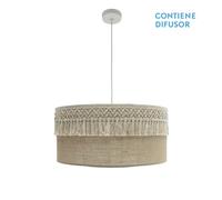 Fabrilamp lampara colgante rustica con pantalla acabado beige ekateri