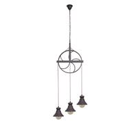 Fabrilamp lampara colgante rustico rueca 3xe27 marron