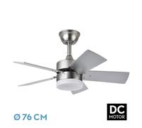 Fabrilamp Ventilador de techo Marta – Motor DC, Níquel, LED 36W