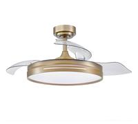 Fabrilamp Ventilador de techo Micenas L DC 72 W LED Dorado Cuero retráctil Ø108 cm