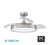 Fabrilamp Ventilador de techo Micenas Níquel Ø108cm LED DC Retráctil 6 vel. Remoto