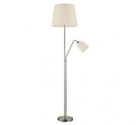 Fabrilamp pie de salón 1xe27+1xe14 180cm cuero pantallas beis serie a