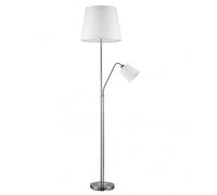 Fabrilamp pie de salón 1xe27+1xe14 180cm níquel pantallas blancas se