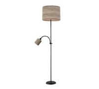 Fabrilamp pie de salon armonia 1xe27 1xe14 negro-madera gris c/lector