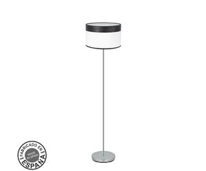 Fabrilamp pie salon cloe 1xe27 cromo/blanca-madera negra162x40x40 cm