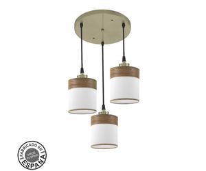 Fabrilamp plafon cloe 3xe27 cuero/blanca-madera oscura regx42x42 cm