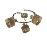 Fabrilamp plafon nando 3xe14 cuero/mad.oscura focos orientables 16x35x