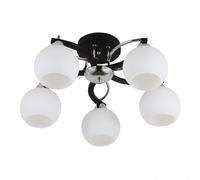 Fabrilamp plafon pissis negro de 5 luces con tulipa blanca