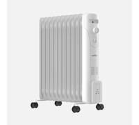 Fabrilamp Radiador de Aceite DUNCAN 2500W Blanco - 11 Elementos, 3 Potencias (1000/1500/2500W), Termostato, Antivuelco, Ruedas y Recogecable - 60,5x48,5x24,5 cm