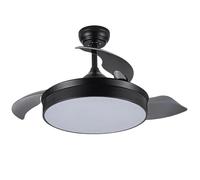 FABRILAMP TODOLAMPARA - VENTILADOR DE TECHO LUZ LED DC CALA NEGRO ASPAS DESPLEGABLES 91D 6 VELOCIDADES REMOTO+TEMPORIZ MEMORIA