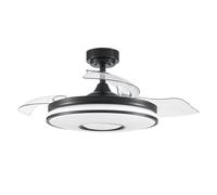 FABRILAMP TODOLAMPARA - VENTILADOR DE TECHO LUZ LED DC DANI NEGRO ASPAS DESPLEGABLES 108D 6 VELOCIDADES REMOTO+TEMPORIZA+MEMORIA
