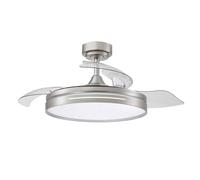 FABRILAMP TODOLAMPARA - VENTILADOR DE TECHO LUZ LED DC MICENAS NIQUEL ASPAS DESPLEGABLES 108D 6 VELOCIDADES REMOTO+TEMPORIZA+MEMORIA