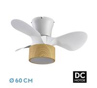 Fabrilamp Ventilador Kos DC 24W Blanco/Haya 3asp 60d 6vel 2390lm 3000-4500-6000K remoto mem. y temp.