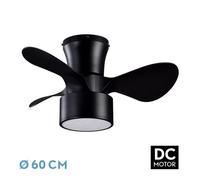 Fabrilamp Ventilador DC Kos 24W Negro 3 aspas 60° 6 vel. con remoto, memoria y temporizador