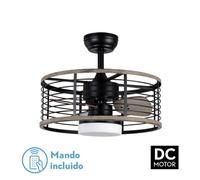 Fabrilamp ventilador dc 24w pella negro/madera 3 aspas 50d 2540lm 6 ve