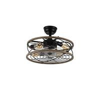 FABRILAMP Ventilador DC 4xe27 Arcadia Negro 8 Aspas Transparentes 31/40x50x50cm 6 Velocidades C/remoto Y Temporizador