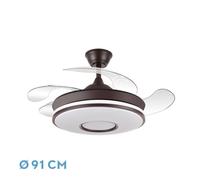 FABRILAMP Ventilador Dc Dani Mini 59w Marron 4asp 91d 6980lm 3000-4000-6000k Reg.intensidad Remoto,memoria,temporizador