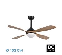 Fabrilamp Ventilador DC Livorno 30W Negro/Roble 132° 4 aspas - mando, temporizador, memoria
