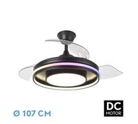 FABRILAMP Ventilador Dc Pitufo 59w Nero/madera 3asp107d 6980lm Rgb +3000-4500-6500k Reg.intensidad+remoto+memo+temporiz