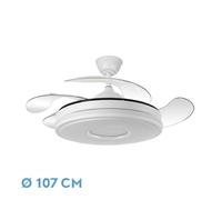 FABRILAMP TODOLAMPARA - VENTILADOR DE TECHO LUZ LED DC DANI BLANCO ASPAS DESPLEGABLES 108D 6 VELOCIDADES REMOTO+TEMPORIZA+MEMORIA