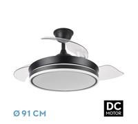 FABRILAMP AKUNADECOR Ventilador Negro Modelo Bayomo S Led Y Motor Dc