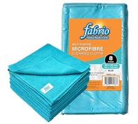FABRIO Paños de Limpieza de Microfibra, Paquete de 8, 30 x 30 cm, ultrasuaves, sin Pelusas, superabsorbentes, para Cocina, Coche, Cristal y Limpieza multisuperficie, Color Azul