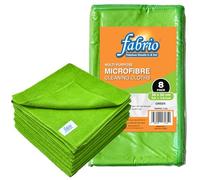 FABRIO Paños de Limpieza de Microfibra, Paquete de 8, 30 x 30 cm, ultrasuaves, sin Pelusas, superabsorbentes, para Cocina, Coche, Cristal y Limpieza multisuperficie, Color Verde
