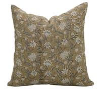 Fabritual Funda de cojín de lino grueso con estampado vintage hecho a mano de 14 x 36 pulgadas, funda de cojín decorativa para hotel, sofá y sofá, decoración del hogar (Aradhana-marrón)