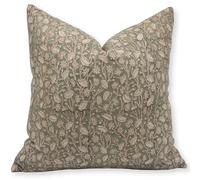 Fabritual Fundas de almohada de lino grueso con estampado de bloques de 22 x 22 pulgadas, fundas de almohada decorativas hechas a mano vintage para sofá y sofá, funda de cojín con estampado floral