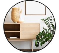 Fabuday Espejo de baño Redondo Negro para decoración de Pared, Espejos de Pared Circulares de 24 Pulgadas Decorativos para baño, Entrada, tocador, Sala de Estar, Pasillo, Espejo Grande con Marco de