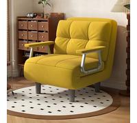 Fabulcozy Calentador Sofá Cama Sillón Convertible de 1 Plaza - Gran Comodidad Desmontable con Cojín, Apoyabrazos de Metal y Patas (Amarillo)