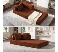 Fabulcozy Sofá Cama Convertible 2 en 1 de Pana, Sofá Plegable con Reposabrazos de Almacenamiento, Colchón Lavable y Diseño Moderno, Sofá Ideal para Pequeños Espacios