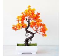 FABULETTA Árbol bonsái artificial de plástico que florece la planta de bonsái de imitación para el hogar, oficina, gabinete, mesa, exhibición decorativa (Evening Red)