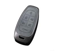 FABULETTA Funda de llave de coche para Hyundai Tucson 2021 Solaris Sonata Nexo Santafe Funda de cuero de aleación de zinc Escudo gris Agarre cómodo (6 botones)