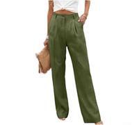FABULETTA Pantalones anchos de cintura alta para mujer, elásticos | Mezcla de algodón y lino, transpirable, agradable al tacto, fácil de limpiar, sensación natural
