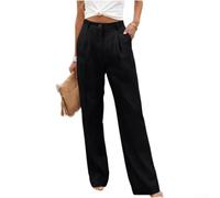 FABULETTA Pantalones anchos de cintura alta para mujer, elásticos | Mezcla de algodón y lino, transpirable, agradable al tacto, fácil de limpiar, sensación natural