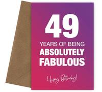 Fabulosamente divertida tarjeta de cumpleaños número 49 para mujer, absolutamente fabulosa y celebrando 49 años con tarjeta de cumpleaños, absolutamente fabulosa, 49