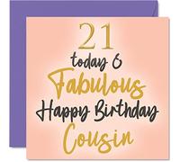 Fabulosas tarjetas de 21 cumpleaños para primos, 21 hoy y fabulosas, tarjeta de feliz cumpleaños para primos, regalos de cumpleaños de familiares, primos, 145 mm x 145 mm, tarjetas de felicitación familiares para primos
