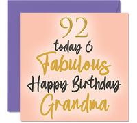 Fabulosas tarjetas de cumpleaños número 92 para abuela, 92 Today & Fabulous, tarjeta de feliz cumpleaños para abuela de parte de nieta y nieto, 145 mm encantadoras tarjetas de felicitación de regalo