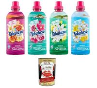 Fabuloso ammorbidente concentrato - Pack de prueba de aromas concentrados de suavizante de Sanremo, Taormina, Sorrento, Stintino 4 x 585 ml + Italian Gourmet Polpa di Pomodoro 400 g