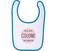 Fabuloso babero con texto en alemán"Alles Gute zum Geburtstag Cousine", diseño con logo de Puller Party azul Talla:talla única