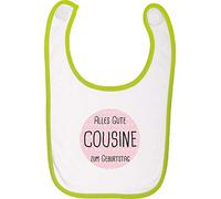 Fabuloso babero con texto en alemán"Alles Gute zum Geburtstag Cousine", diseño con logo de Puller Party verde Talla:talla única
