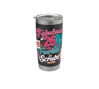 Fabulous at 26 Fearless Nurse in Scrubs 26th Birthday Woman Vaso térmico de acero inoxidable de doble pared
