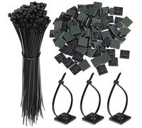 Faburo 200 Pcs Unidades abrazaderas plástico para Cableado | Soporte de Base de Atar Cable adecuado de negras electricista, Nylon Cables (Longitud 15cm, Anchura 2.5 cm)