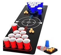 Faburo Beer Pong Kit, juegos de bebida, paquete completo de cerveza Pong, alfombra de juego Beer-Pong, 22 tazas, 6 bolas, para juegos de barbacoa para adultos