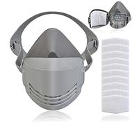 Faburo Cubierta facial antipolvo reutilizable de media cara con 10 filtros reemplazables de algodón, cubierta facial de protección de seguridad adecuada para polvo, pintura, decoración, carpintería